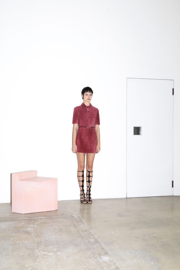 dress GUCCI, shoes TOM FORD Zaccaria Stool, Patricia Urquiola, CIMENTO