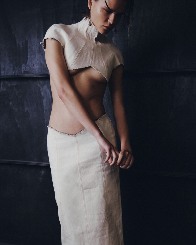 Top and Skirt Laura Gerte, Earrings Panconesi